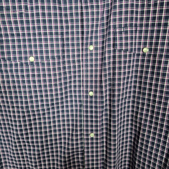 Wrangler Pearl Snap Long Sleeve Shirt XXL Men's Blue Purple‎ Plaid - Picture 4 of 6